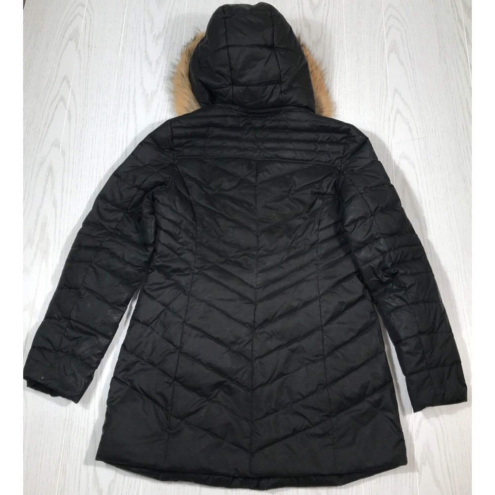 Andrew Marc New York Quilted Down Jacket Women S Black Coyote Fur Trim Puffer